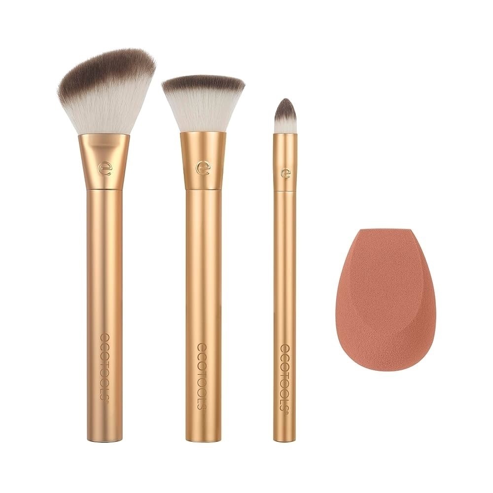EcoTools Precious Metals Face Blend + Sculpt Set 4pc Makeup Brush Kit NEW - Picture 2 of 3